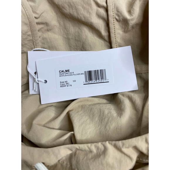 Calme by Johnny Was Tan Mix Nylon Hooded Pullover Pockets Oversized Cozy XS - Picture 7 of 9